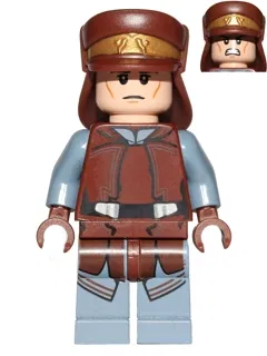 Naboo Security Officer - Reddish Brown and Sand Blue Uniform, Light Nougat Head, Hat with Neck Protector