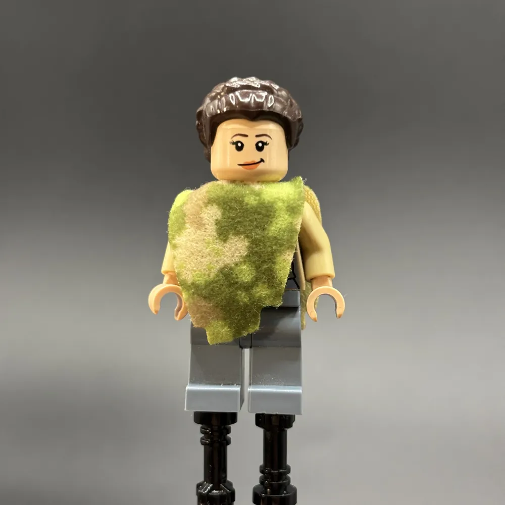 Princess Leia - Endor Outfit, Dark Tan Jacket, Camouflage Cape, Sand Blue Legs