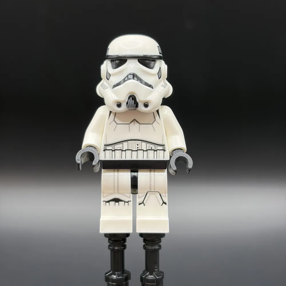 Imperial Stormtrooper - Male, Dual Molded Helmet with Light Bluish Gray Panels on Back, Light Nougat Head, Frown