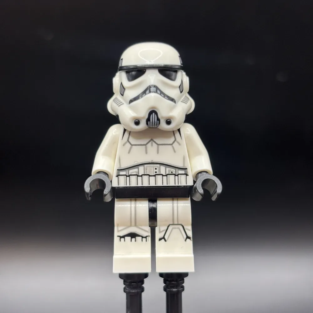 Imperial Stormtrooper - Male, Dual Molded Helmet with Light Bluish Gray Panels on Back, Light Nougat Head, Frown